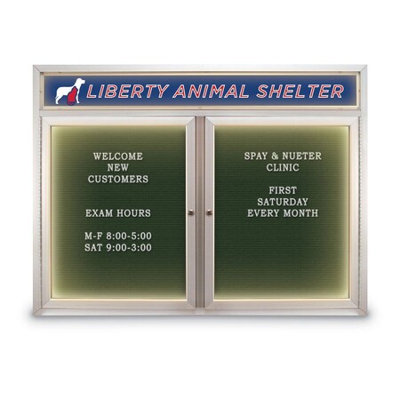 United Visual Products Indoor Enclosed Combo Board, 42"x32", Gold Frame/Green & Blue Spruce UVCB4232G-GREEN-BLSPRU